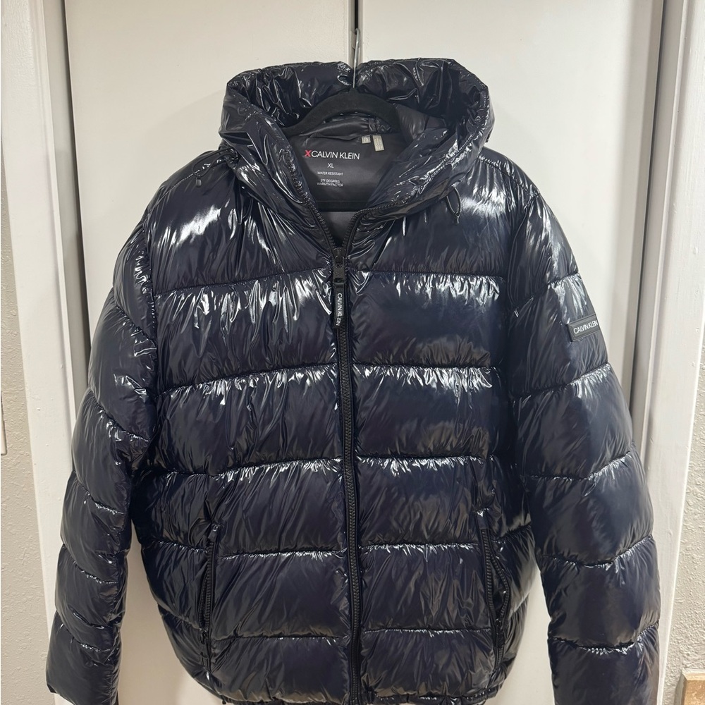 Calvin Klein Shiny Navy Hooded Jacket